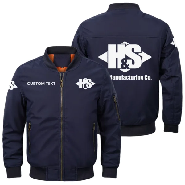 H & S Manufacturing Exclusive Logo Men Bomber Jacket Windproof Coat Multi Pockets, Custom Name HIDI290325Y51BJ2HSM