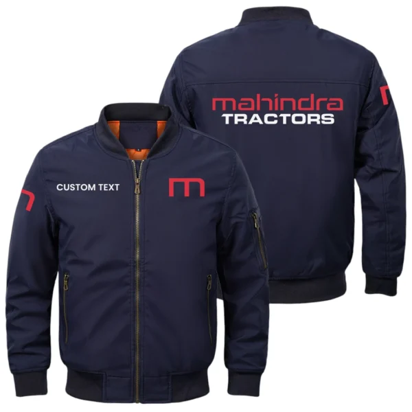 Mahindra Tractor Exclusive Logo Men Bomber Jacket Windproof Coat Multi Pockets, Custom Name HIDI290325Y51BJ2MAT