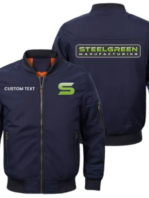Steel Green Manufacturing Exclusive Logo Men Bomber Jacket Windproof Coat Multi Pockets, Custom Name HIDI290325Y51BJ2SGM