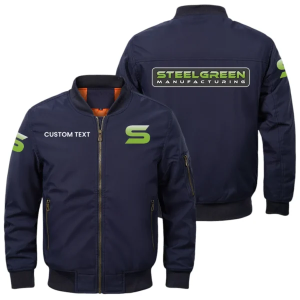 Steel Green Manufacturing Exclusive Logo Men Bomber Jacket Windproof Coat Multi Pockets, Custom Name HIDI290325Y51BJ2SGM