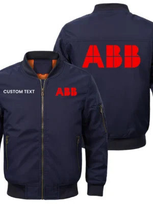 ABB Marine & Ports Exclusive Logo Men Bomber Jacket Windproof Coat Multi Pockets, Custom Name HIDI310325Y51BJ2ABB