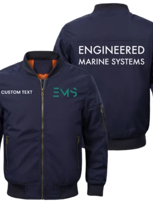 Engineered Marine Systems Exclusive Logo Men Bomber Jacket Windproof Coat Multi Pockets, Custom Name HIDI310325Y51BJ2EMS