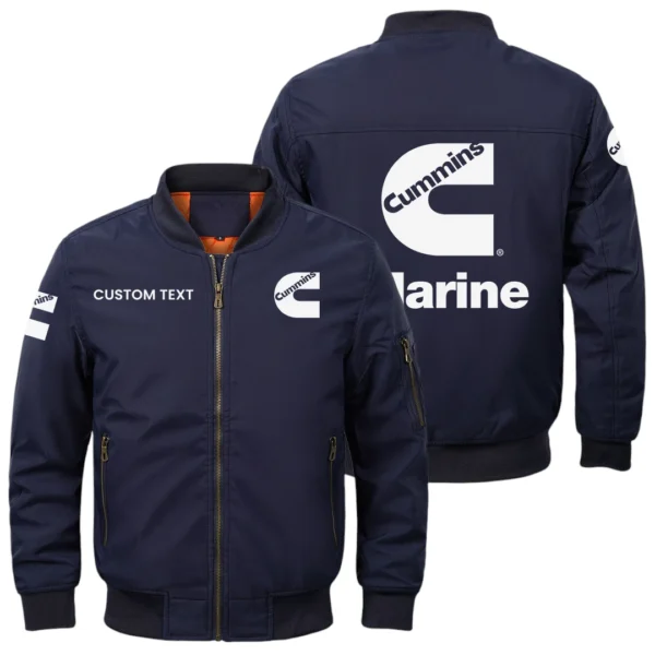 Cummins Marine Exclusive Logo Men Bomber Jacket Windproof Coat Multi Pockets, Custom Name HIDI310325Y51BJ2CUM