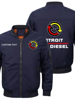 Detroit Diesel Exclusive Logo Men Bomber Jacket Windproof Coat Multi Pockets, Custom Name HIDI310325Y51BJ2DED