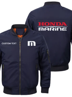 Honda Marine Exclusive Logo Men Bomber Jacket Windproof Coat Multi Pockets, Custom Name HIDI310325Y51BJ2HOM