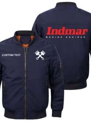 Indmar Marine Engines Exclusive Logo Men Bomber Jacket Windproof Coat Multi Pockets, Custom Name HIDI310325Y51BJ2IME