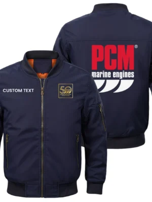 PCM Marine Engines Exclusive Logo Men Bomber Jacket Windproof Coat Multi Pockets, Custom Name HIDI310325Y51BJ2PCM