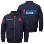Suzuki Marine Exclusive Logo Men Bomber Jacket Windproof Coat Multi Pockets, Custom Name HIDI310325Y51BJ2SUM