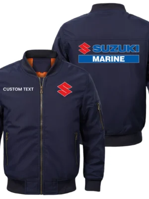 Suzuki Marine Exclusive Logo Men Bomber Jacket Windproof Coat Multi Pockets, Custom Name HIDI310325Y51BJ2SUM