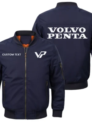 Volvo Penta Exclusive Logo Men Bomber Jacket Windproof Coat Multi Pockets, Custom Name HIDI310325Y51BJ2VOP