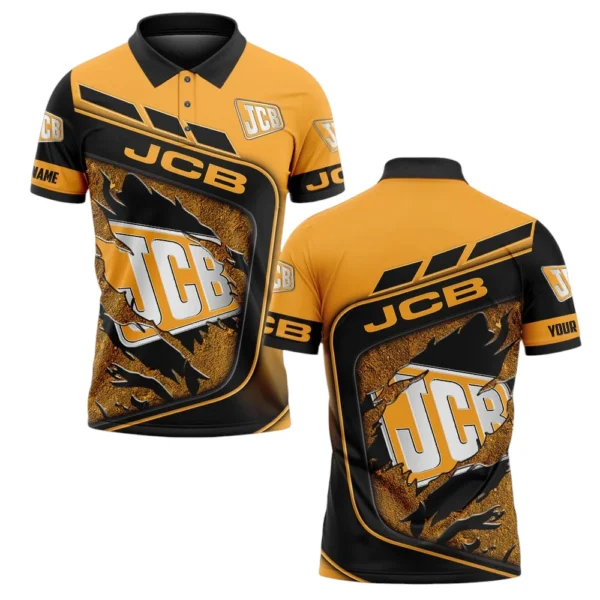JCB Polo Shirt All Over Print Gift For Tractors Fans, Custom Name TN070425Y3PLCT6JCB