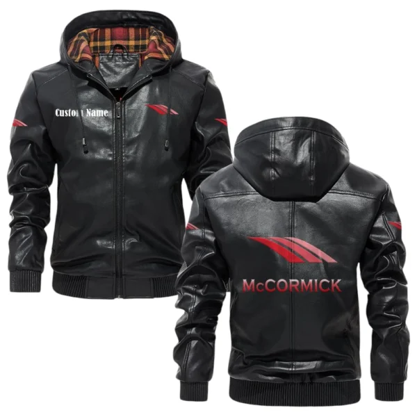 McCormick Exclusive Logo Hooded Jacket PU Leather x Durable Windproof Warm Soft Checkered Lining, Custom Name HG010425Y47JHLCT1MCC