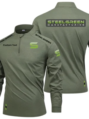 Steel Green Manufacturing Limited 2025 Long Sleeve Shirt, Stand Collar Quarter Zip-up Custom Name HIDI080425Y49LMT05SGM