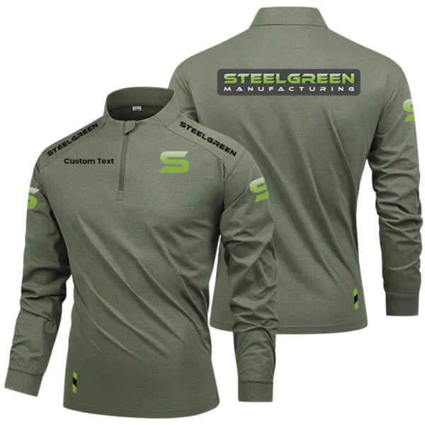 Steel Green Manufacturing Limited 2025 Long Sleeve Shirt, Stand Collar Quarter Zip-up Custom Name HIDI080425Y49LMT05SGM