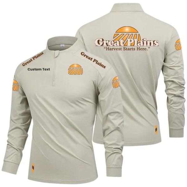 Great Plains Limited 2025 Long Sleeve Shirt, Stand Collar Quarter Zip-up Custom Name HIDI050425Y49LMT05GPM