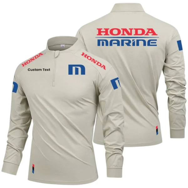 Honda Marine Limited 2025 Long Sleeve Shirt, Stand Collar Quarter Zip-up Custom Name HIDI100425Y49LMT05HOM