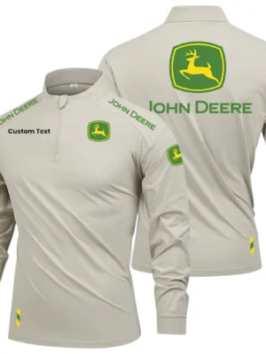 John Deere Marine Limited 2025 Long Sleeve Shirt, Stand Collar Quarter Zip-up Custom Name HIDI100425Y49LMT05JDM