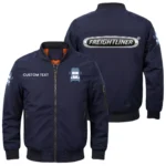 Freightliner Trucks Exclusive Logo Men Bomber Jacket Windproof Coat Multi Pockets, Custom Name HIDI010425Y51BJ2FLT