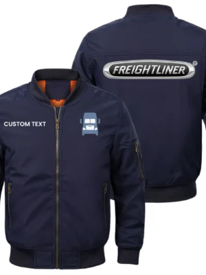 Freightliner Trucks Exclusive Logo Men Bomber Jacket Windproof Coat Multi Pockets, Custom Name HIDI010425Y51BJ2FLT