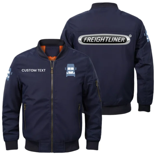 Freightliner Trucks Exclusive Logo Men Bomber Jacket Windproof Coat Multi Pockets, Custom Name HIDI010425Y51BJ2FLT