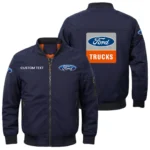 Ford Trucks Exclusive Logo Men Bomber Jacket Windproof Coat Multi Pockets, Custom Name HIDI010425Y51BJ2FOT