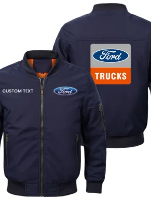 Ford Trucks Exclusive Logo Men Bomber Jacket Windproof Coat Multi Pockets, Custom Name HIDI010425Y51BJ2FOT