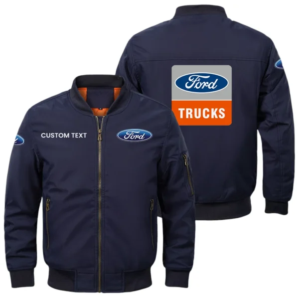Ford Trucks Exclusive Logo Men Bomber Jacket Windproof Coat Multi Pockets, Custom Name HIDI010425Y51BJ2FOT