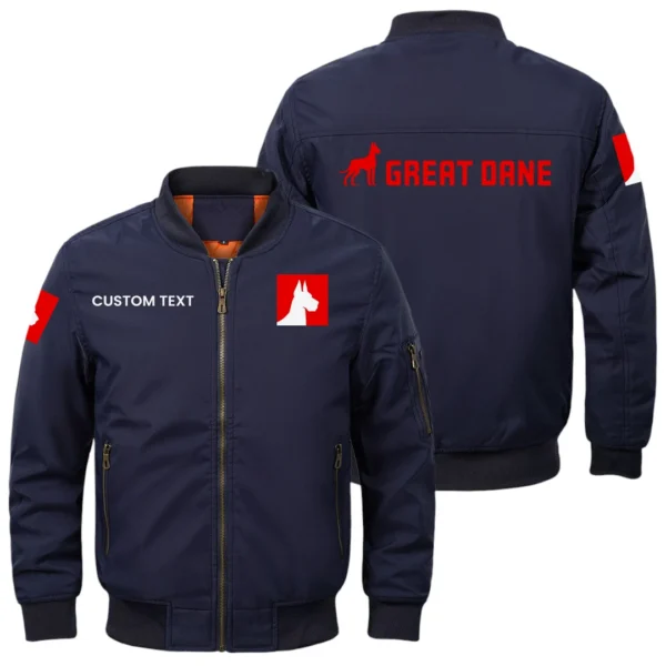 Great Dane Trailers Exclusive Logo Men Bomber Jacket Windproof Coat Multi Pockets, Custom Name HIDI010425Y51BJ2GDT