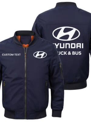 Hyundai Truck Exclusive Logo Men Bomber Jacket Windproof Coat Multi Pockets, Custom Name HIDI010425Y51BJ2HDT