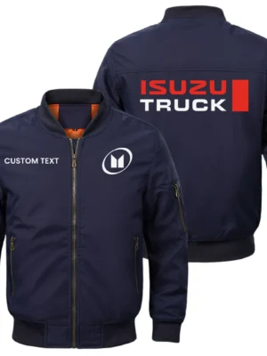 Isuzu Truck Exclusive Logo Men Bomber Jacket Windproof Coat Multi Pockets, Custom Name HIDI010425Y51BJ2IZT