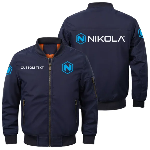 Nikola Trucks Exclusive Logo Men Bomber Jacket Windproof Coat Multi Pockets, Custom Name HIDI010425Y51BJ2NKL