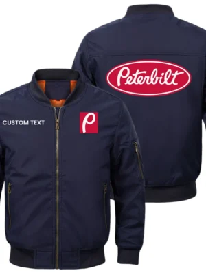Peterbilt Exclusive Logo Men Bomber Jacket Windproof Coat Multi Pockets, Custom Name HIDI010425Y51BJ2PEM