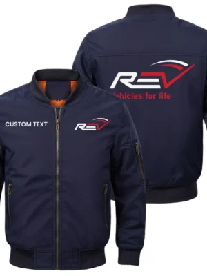 REV Group Exclusive Logo Men Bomber Jacket Windproof Coat Multi Pockets, Custom Name HIDI010425Y51BJ2REV