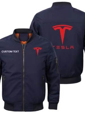 Tesla Semi Exclusive Logo Men Bomber Jacket Windproof Coat Multi Pockets, Custom Name HIDI010425Y51BJ2TLS