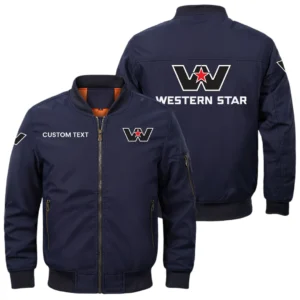 Western Star Trucks Exclusive Logo Men Bomber Jacket Windproof Coat Multi Pockets, Custom Name HIDI010425Y51BJ2WST