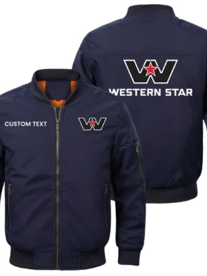 Western Star Trucks Exclusive Logo Men Bomber Jacket Windproof Coat Multi Pockets, Custom Name HIDI010425Y51BJ2WST
