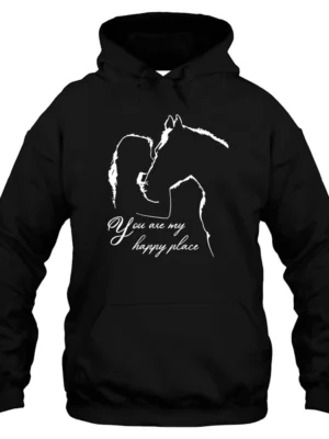 You Are My Happy Place Horse Hoodie - Black