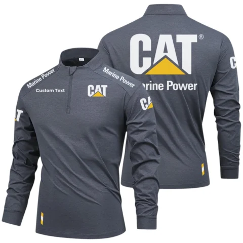 Caterpillar Marine Long Sleeve Shirt Limited 2025, Stand Collar Quarter Zip-up Custom Name HIDI100425Y49LMT05CAM