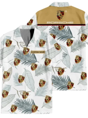 Porsche Exclusive Logo Hawaiian Shirt Tropical Leaves Pattern All-over Print, Custom Name HIHI120125Y7HWLS1POR