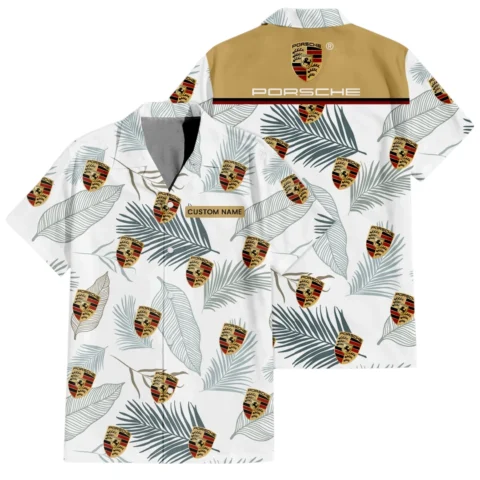 Porsche Exclusive Logo Hawaiian Shirt Tropical Leaves Pattern All-over Print, Custom Name HIHI120125Y7HWLS1POR