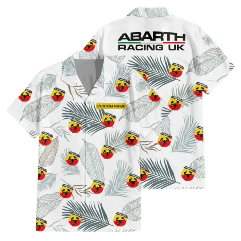 Abarth Racing UK Exclusive Logo Hawaiian Shirt Tropical Leaves Pattern All-over Print, Custom Name HIHI140125Y7HWLS1ABA