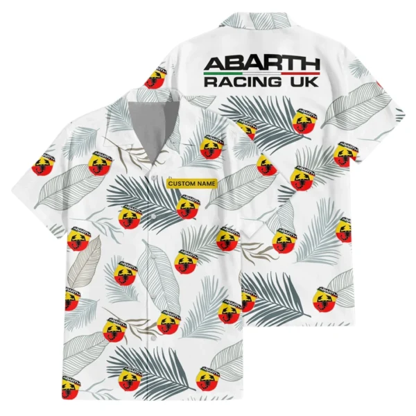 Abarth Racing UK Exclusive Logo Hawaiian Shirt Tropical Leaves Pattern All-over Print, Custom Name HIHI140125Y7HWLS1ABA