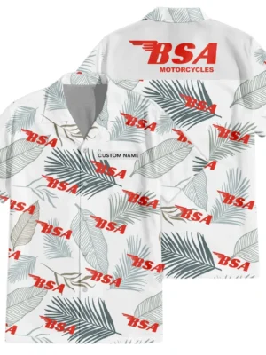 BSA Motorcycles Exclusive Logo Hawaiian Shirt Tropical Leaves Pattern All-over Print, Custom Name HIHI140125Y7HWLS1BSA