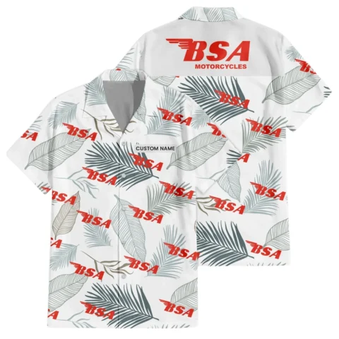 BSA Motorcycles Exclusive Logo Hawaiian Shirt Tropical Leaves Pattern All-over Print, Custom Name HIHI140125Y7HWLS1BSA