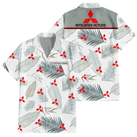Mitsubishi Exclusive Logo Hawaiian Shirt Tropical Leaves Pattern All-over Print, Custom Name HIHI180225Y7HWLS1MIT